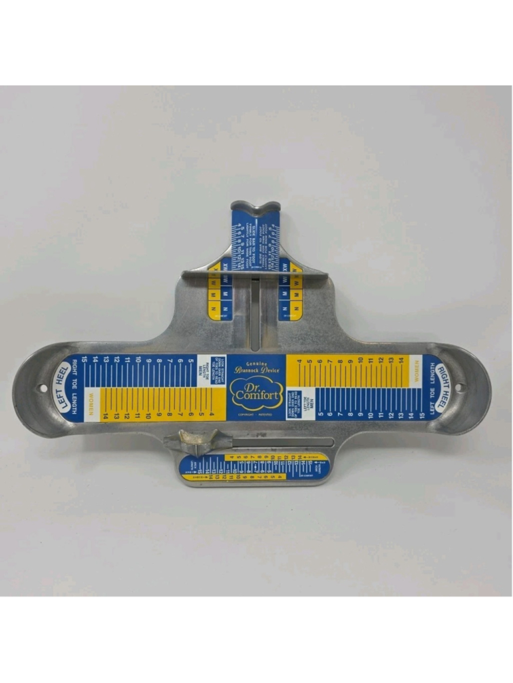 Genuine Brannock Dr. Comfort Women Men Foot Measuring Device Yellow Blue